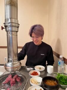 David, a local Korean travel expert, eating at a BBQ house in Jeju, solo bbq in korea